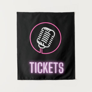 Neon Retro Mic Tickets Tapestry