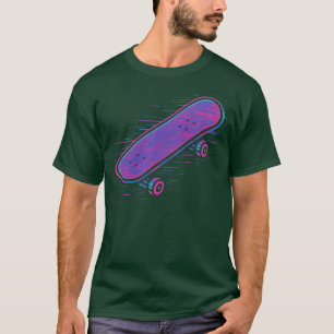 Neon Retro Skateboard Design gift T-Shirt
