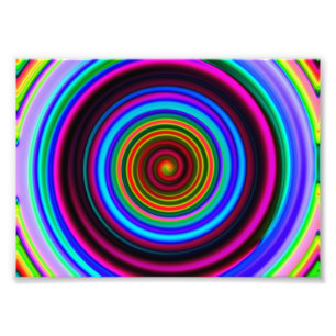 Neon Retro Spiral Circle Pattern Photo Print