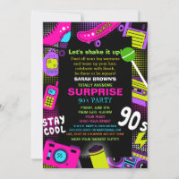 Neon Retro Totally Awesome 90s Birthday Party