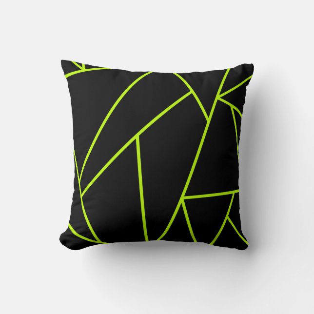 Neon Reversible Lime and Black Mosaic Style Cushion (Front)
