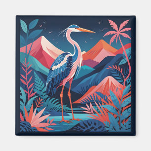 neon ridge heron magnet