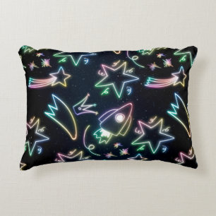 neon rocket star medium gift bag decorative cushion
