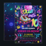 Neon Roller Skate 10th Birthday Invitation<br><div class="desc">Perfect Invitation to Celebrate that special Birthday!</div>