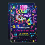 Neon Roller Skate 6th Birthday Invitation<br><div class="desc">Perfect Invitation to Celebrate that special Birthday!</div>