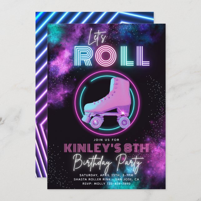Neon Roller Skating Invitation | Skate (Front/Back)
