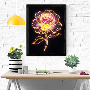 Neon Rose Poster