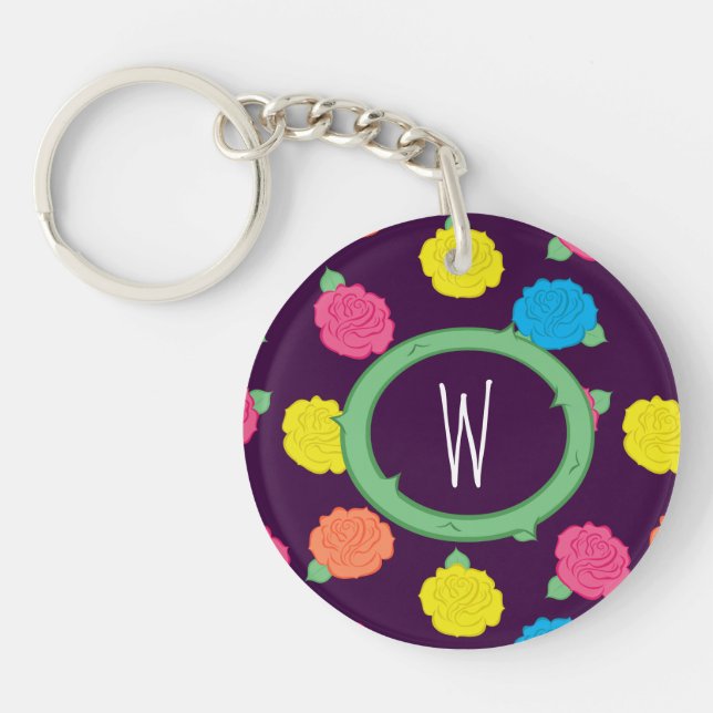 Neon Roses Acrylic Keychain (Front)