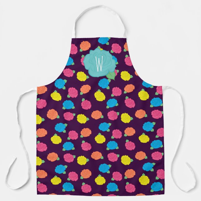 Neon Roses All-Over Print Apron (Front)