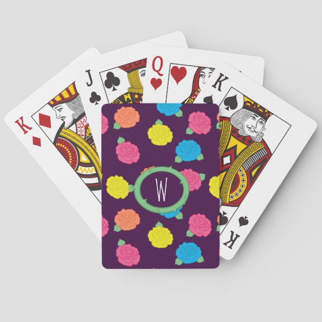 Neon Roses Classic Playing Cards (Back)