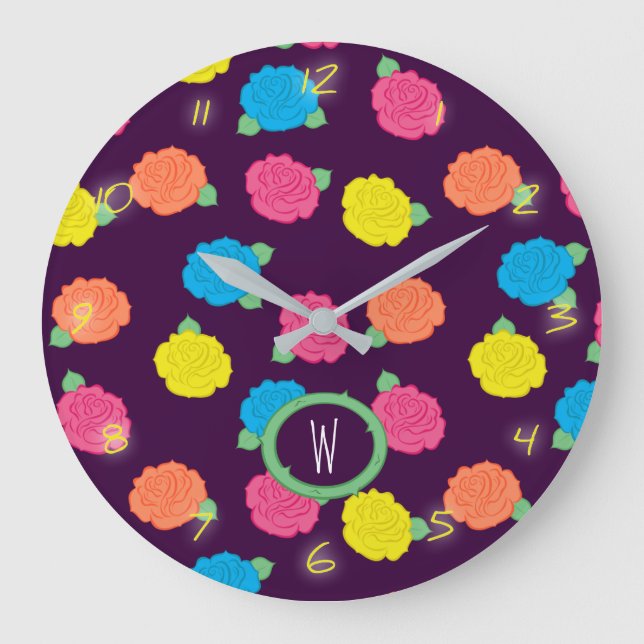 Neon Roses Clock (Front)
