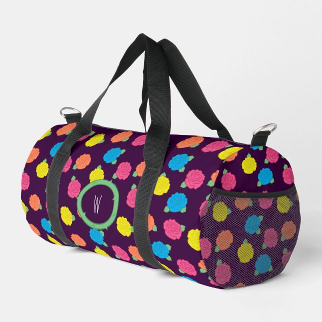 Neon Roses Duffle Bag (Right Corner)