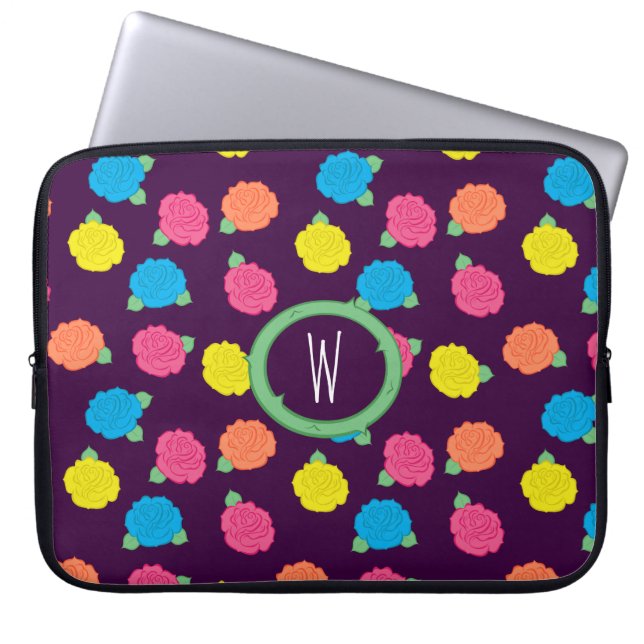 Neon Roses Laptop Sleeve (Front)
