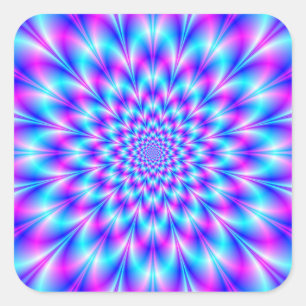 Neon Rosette in Blue and Pink Square Sticker