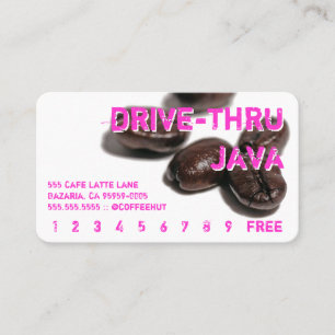 Neon Rounded Coffee Beans Drink Punch Card