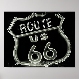 Neon "Route 66" Photo Poster