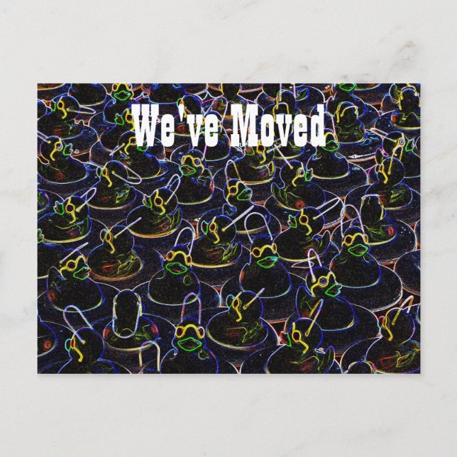 Neon Rubber Ducks Cute New Address Postcard (Front)