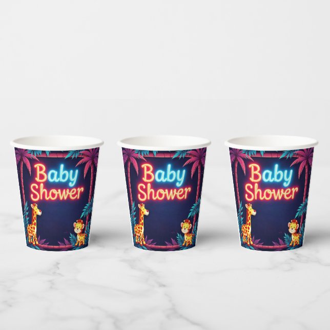 Neon Safari Baby Shower Cups (Multi)