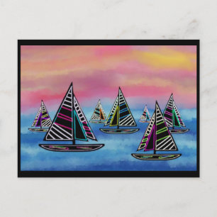 Neon Sails in the Sun Postcard