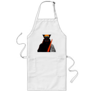 Neon Samurai in Shadow Long Apron