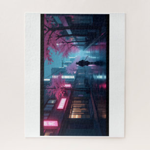 Neon Samurai Nights Puzzle – Retro Anime Tokyo Sce