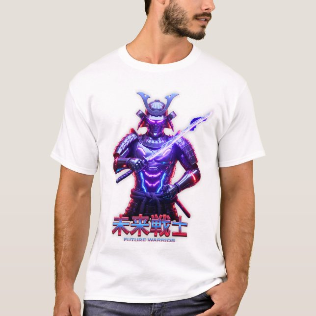 Neon Samurai Warrior Graphic Tee (Front)