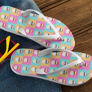Neon Santa with Sunglasses Colourful Cool Pattern Kid's Thongs