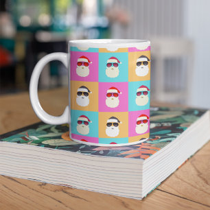 Neon Santa with Sunglasses Cool Colourful Pattern Coffee Mug