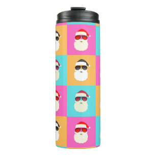 Neon Santa with Sunglasses Cool Colourful Pattern Thermal Tumbler