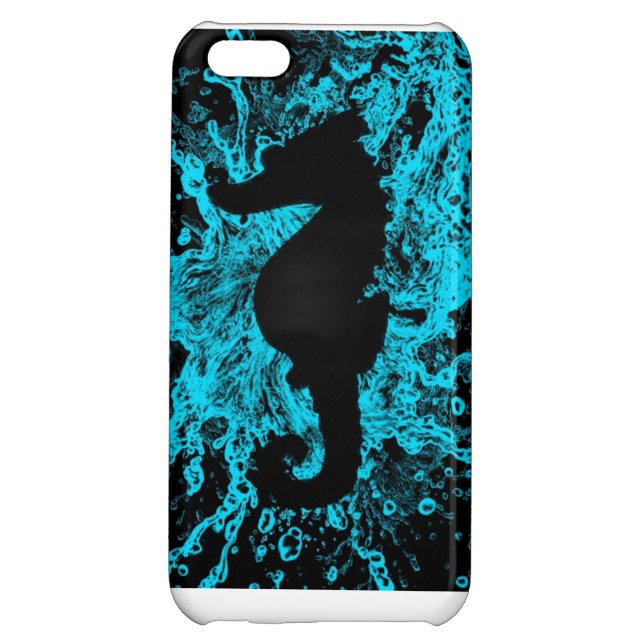Neon seahorse iphone 5C case, turquoise Case (Back)