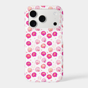 Neon Seashells on Black – Seamless Coastal Pattern