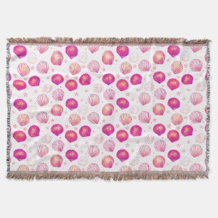 Neon Seashells  – Seamless Coastal Pattern Throw Blanket