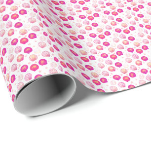 Neon Seashells – Seamless Coastal Pattern Wrapping Paper