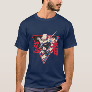 Neon Shadow Ninja – Dynamic Japanese Warrior Art T-Shirt