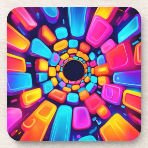 Neon Shapes Abstract Tunnel Art Coaster