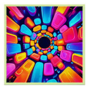 Neon Shapes Abstract Tunnel Art Poster
