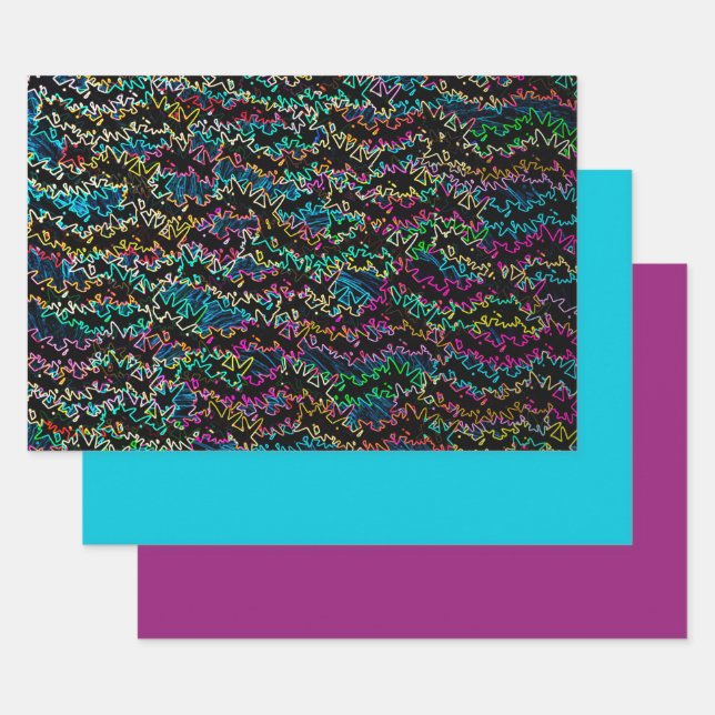 Neon Shock  Design/ Set 2 Wrapping Paper Sheet (Set)