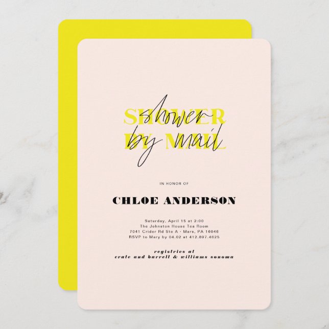Neon Shower By Mail Bridal Shower Invitation (Front/Back)