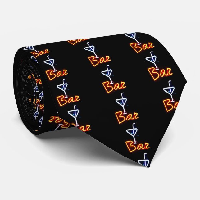 Neon Sign Bar And Glass Tie (Rolled)