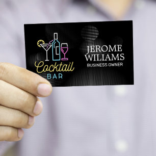 Neon Sign Cocktail Bar Business Card