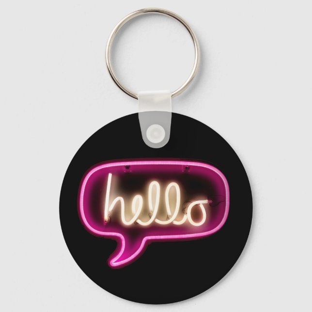 neon sign hello key ring (Front)