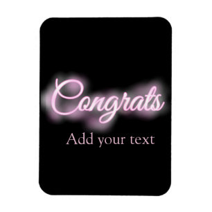 Neon sign pink congrats add text retro 90s revival magnet