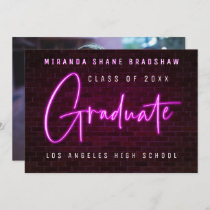 Neon Sign Pink Graduate Photo Backer Announcement