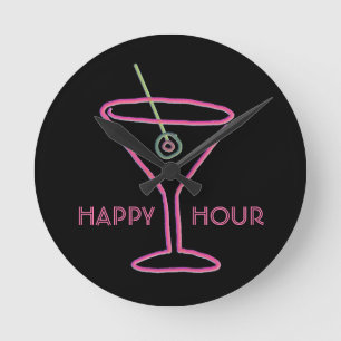 Neon Sign Retro Martini Customisable Wall Clock
