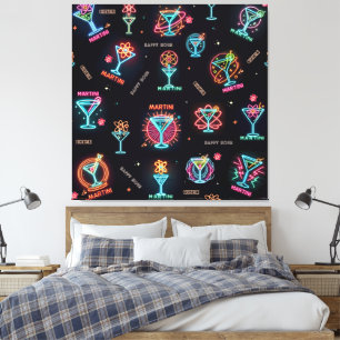 Neon Sign Space Age Atomic Martini Cocktails Print
