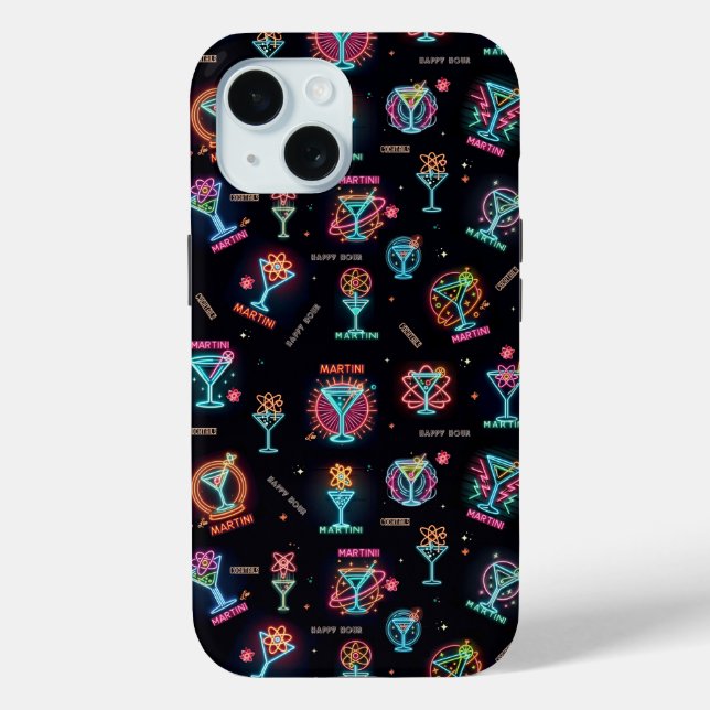 Neon Sign Space Age Atomic Martini Cocktails Print Case-Mate iPhone Case (Back)