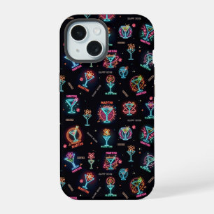 Neon Sign Space Age Atomic Martini Cocktails Print iPhone 15 Case