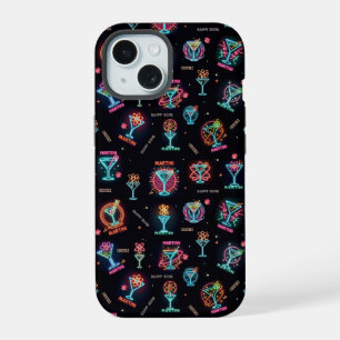 Neon Sign Space Age Atomic Martini Cocktails Print iPhone 15 Case