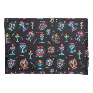 Neon Sign Space Age Atomic Martini Cocktails Print Pillowcase