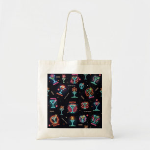 Neon Sign Space Age Atomic Martini Cocktails Print Tote Bag